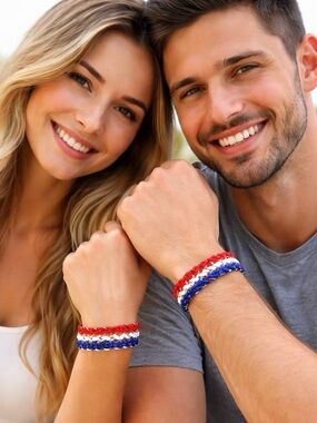 Artisan Fan Adjustable Bracelet (set of 2) Gameday Gear- USA/FRANCE Patriotic